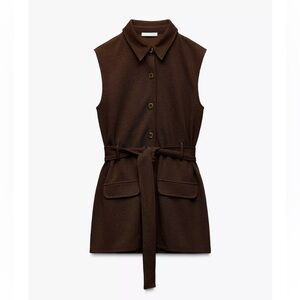 Zara Brown Textured Vest in Size Small